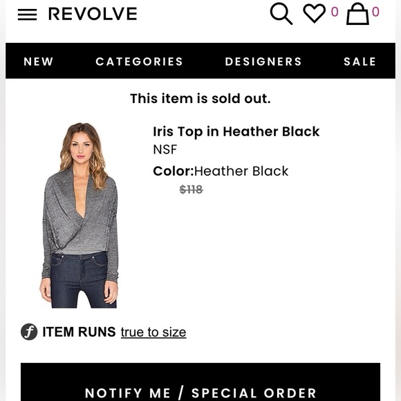 NSF Heathered Black Marled Acid Wash Cowlneck Surplice Plunge Blouse Top - Picture 8 of 11